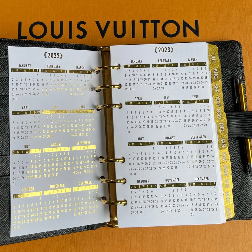 2026 Fits Louis Vuitton Agenda Monthly Tabbed Insert Refill Calendar + Pen +MORE